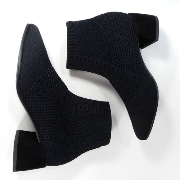 EILEEN FISHER Honey Stretch Knit Socks Booties Size 5 Black Block Heel NEW $235 - Picture 7 of 11
